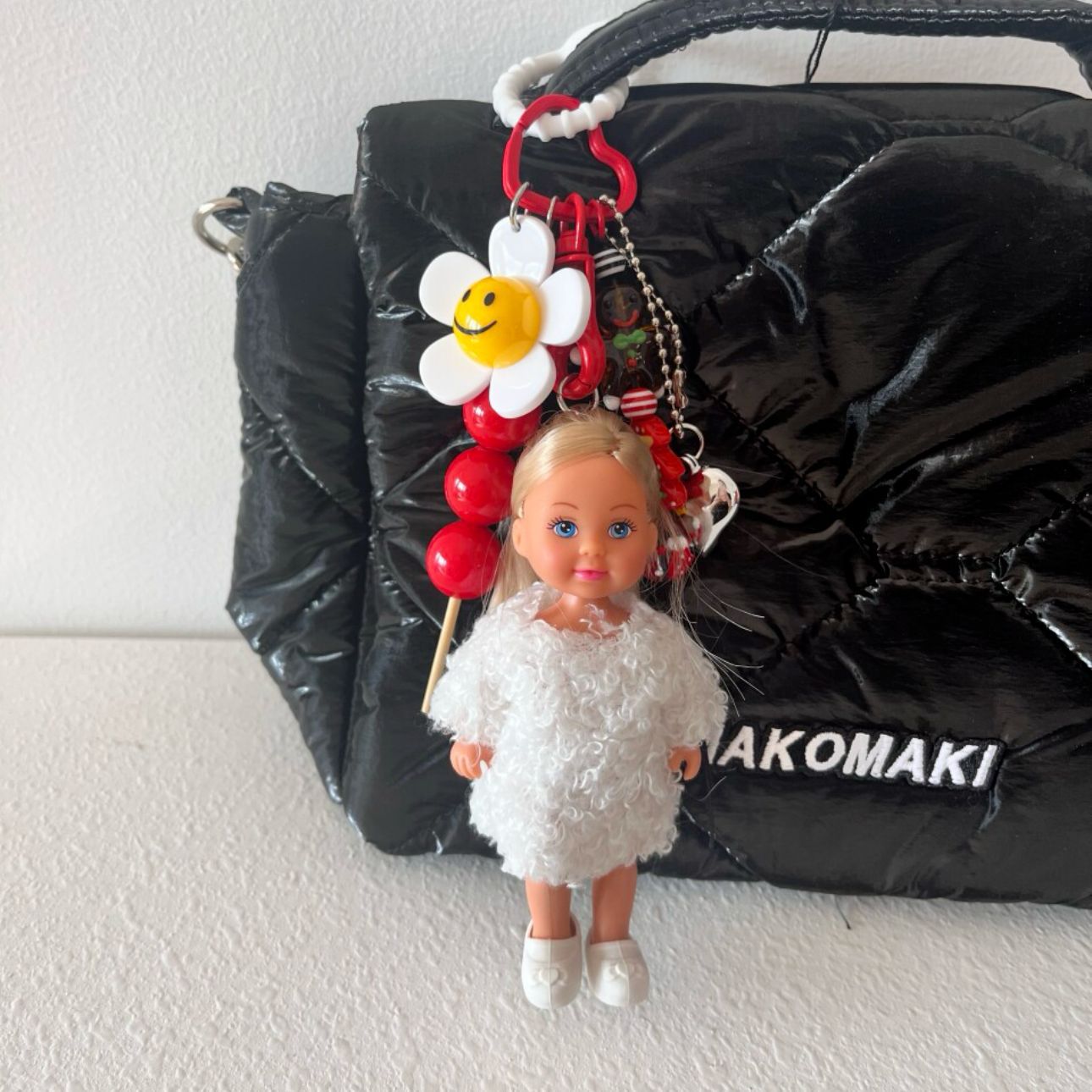 흰색 테디 모피 크리스마스 아기 펜던트