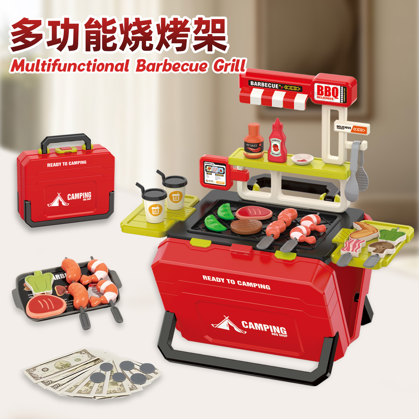 Simulación transfronteriza hogar juguetes para niños cocina barbacoa comida rápida dulces combinación maleta regalos al por mayor de vacaciones image 3