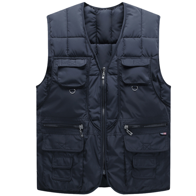 2023 nuevo Otoño e Invierno de los hombres al aire libre pesca cálido algodón chaleco multi-Bolsillo grande suelto papá chaleco