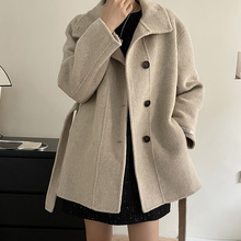 上海兰芝莉之绮立领羊毛双面呢大衣秋装显瘦气质毛呢外套女240606