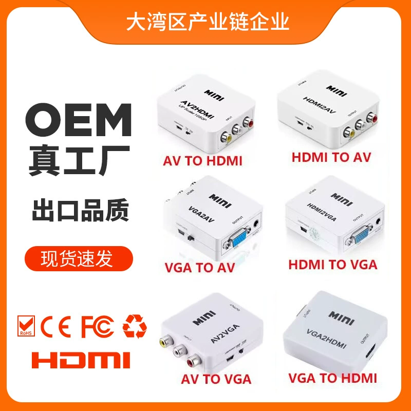 Конвертер HDMI в AV, маленький белый корпус HDMI2AV HDMI к RCA, телевизор-сет-топ бокс, преобразование аудио и видеосигнала