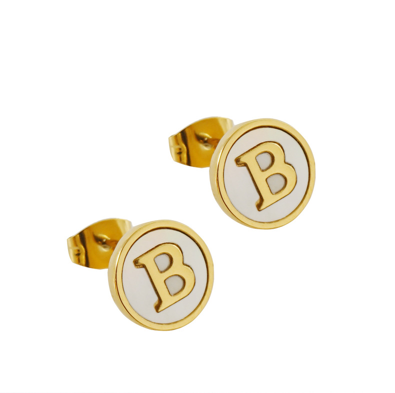 Daily Occasion 304 Stainless Steel Material Fashion Letter Titanium Steel Plating Ear Studs 1 Pair