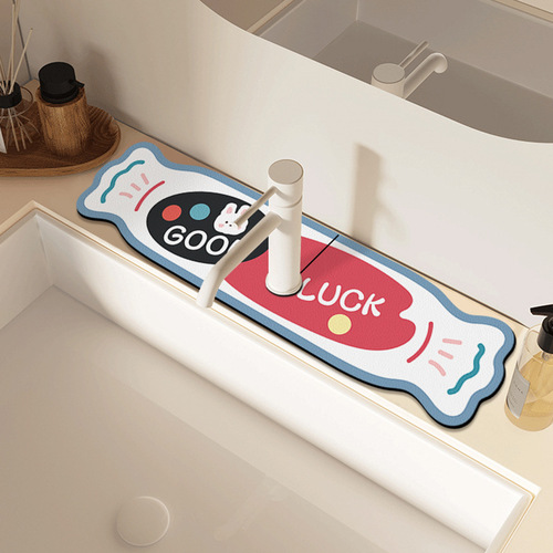 Diatom mud faucet absorbent pad little white rabbit toffee kitchen sink drain pad cute cartoon bathroom sink
