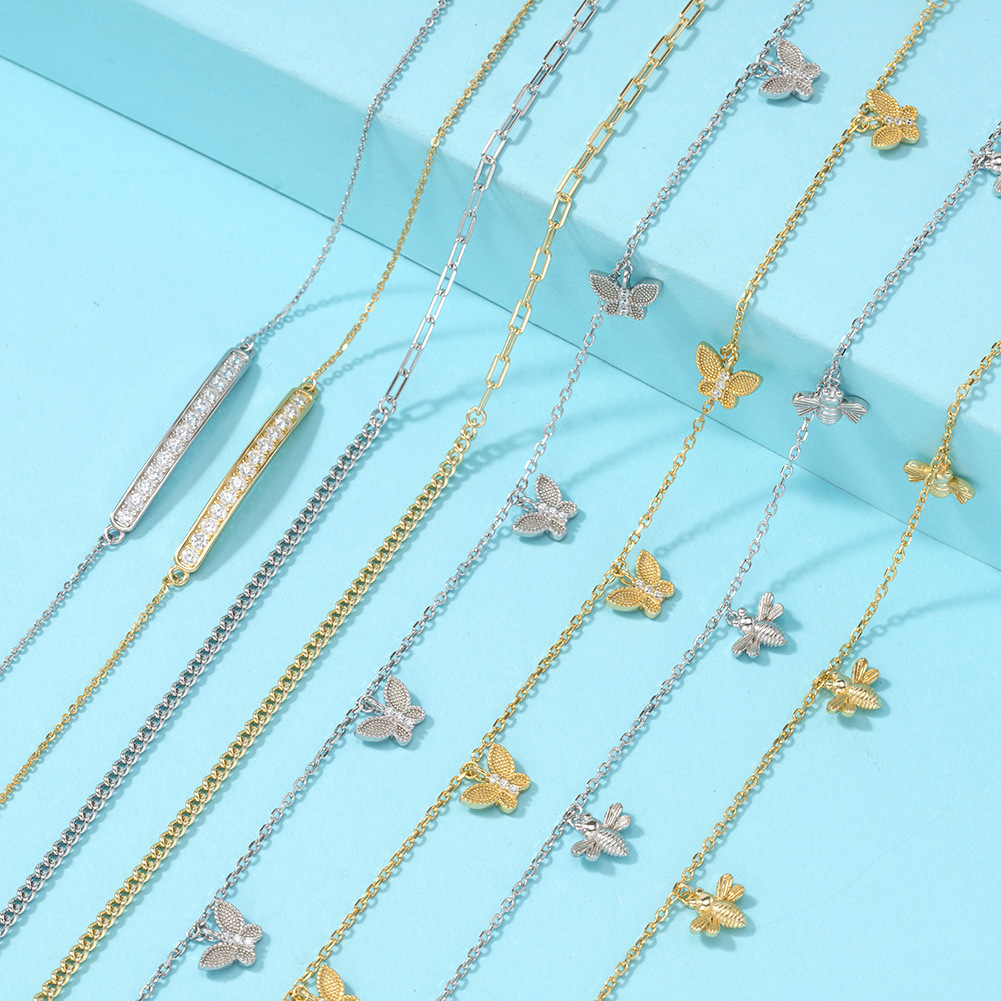 1g Weight 0.03µm Gold Plating Thickness Electroplating Gold Plating Process Silver Plated Plating Material Zircon Inlay Material Anklet Classification 1 Piece Quantity Daily Occasion 925 Sterling Silver Material Geometric Pattern Women's Gender Simple Style Style Beaded, Inlay Craft Wholesale Jewelry Simple Style Geometric 925 Sterling Silver Zircon Beaded Inlay Anklet 1