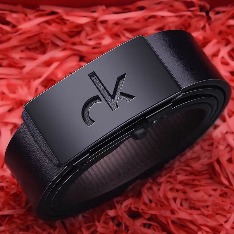 Men's Toothless Alloy Automatic Buckle Belt Business Casual Versatile Trendy Letter Design Leather Belt Wholesale