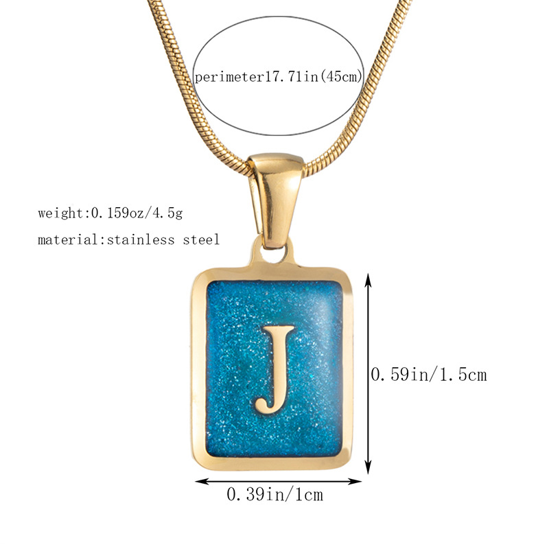 304 Stainless Steel Basic Classic Style Commute Enamel Geometric Letter Pendant Necklace display picture 3