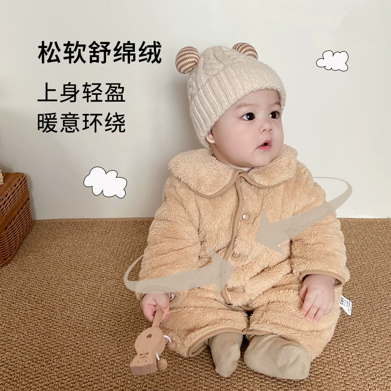 Children's demi-season pijama, thermal underwear, coral velvet keep warm flannel overall to go out