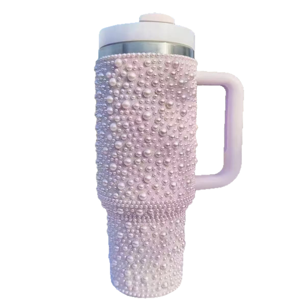 Perlas de diamantes adhesivos transfronterizas 40oz mango taza de hielo al vacío taza de coche portátil taza de aislamiento de acero inoxidable