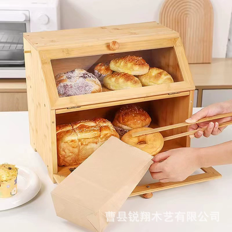 Трансграничный двухслойный акрилный ящик для хранения Двойная домашняя кухня для выпечки хлебобулочных коробок из цельного дерева Десерт ящик для хранения