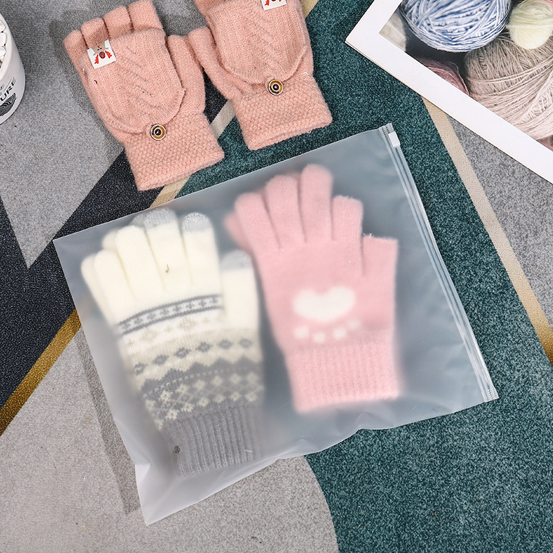 Bolsa de cremallera esmerilada calcetines ropa interior pijamas bolsa de embalaje PE plástico transparente almacenamiento ziplock bolsa de ropa bolsa de cremallera