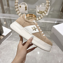 2025秋季新款舒适五角星星厚底系带休闲运动鞋松糕鞋百搭时尚潮