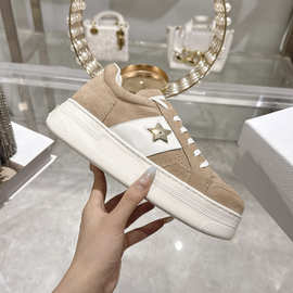 2025秋季新款舒适五角星星厚底系带休闲运动鞋松糕鞋百搭时尚潮