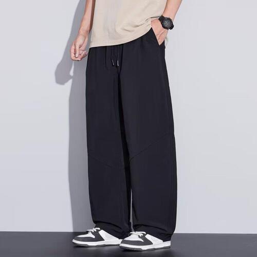 Men's Ice Silk Casual Pants Loose Straight Leg 2025 Summer Casual Outdoor Quick Dry