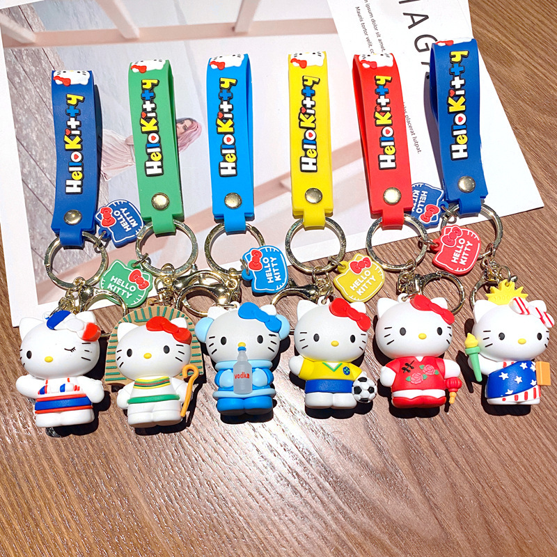 Cartoon KT cat keychain bag pendant doll car key chain hello kitty pendant gift wholesale