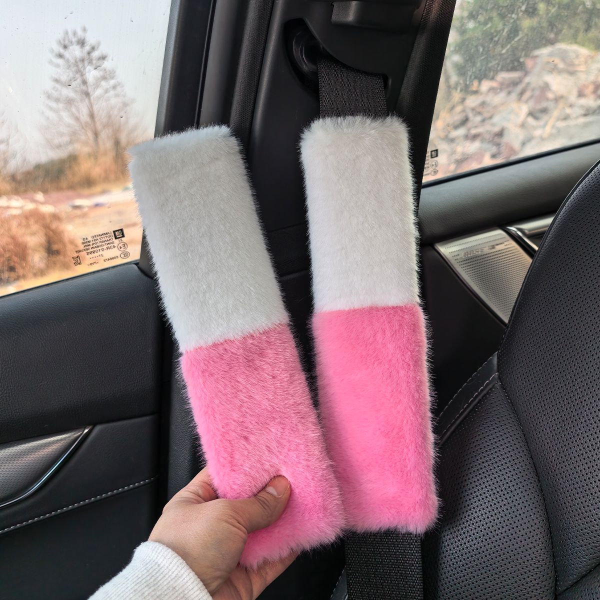 New Imitation Rabbit Fur Seat Belt Shoulder Pads, Imitation Wool Car Accessories, Winter Plush Seat Belt Covers, Car Interior