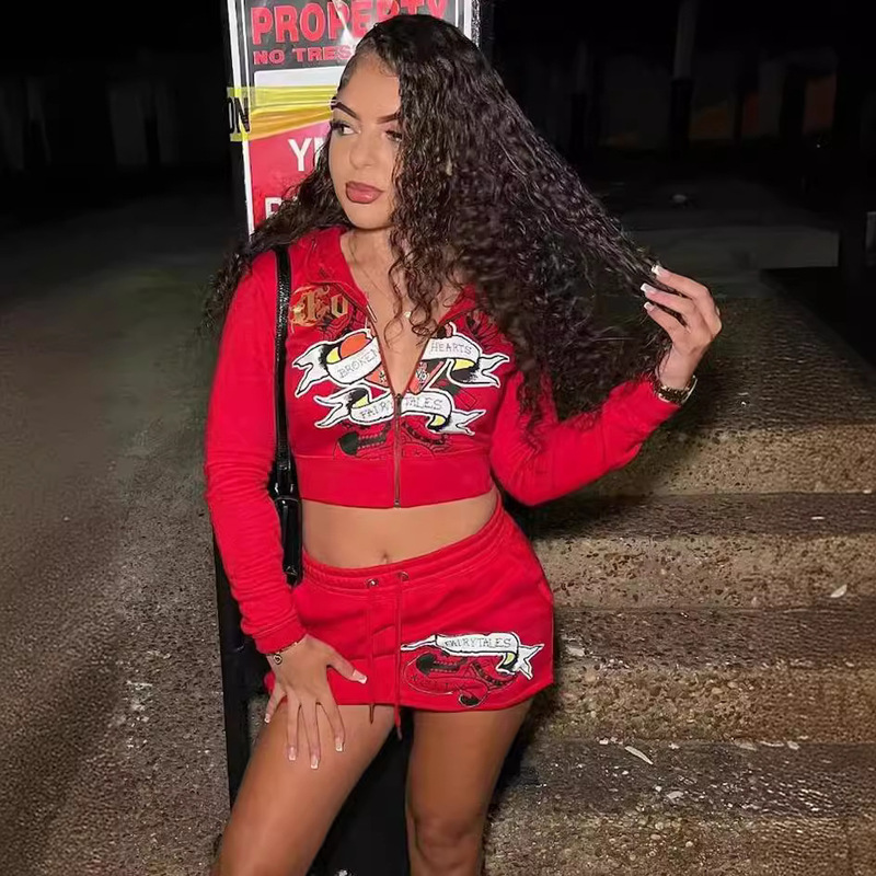 Spring 2024 XH901 cross-border European and American women's fashion positioning printed skirt suit