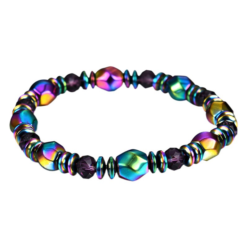 Yunjin Amazon transfronteriza Venta caliente de doble capa de corte colorido negro agalla piedra pulsera hematita imán pulsera para las mujeres