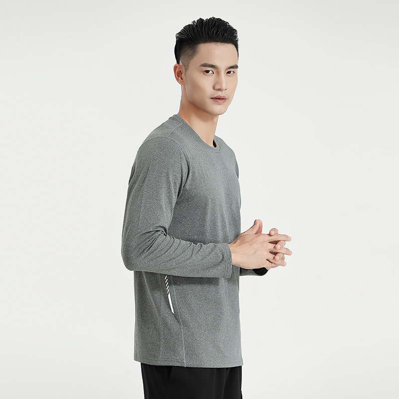 2022 otoño nuevos deportes de los hombres de manga larga Camiseta simple cuello redondo corriendo fitness bottoming camisa versátil más tamaño