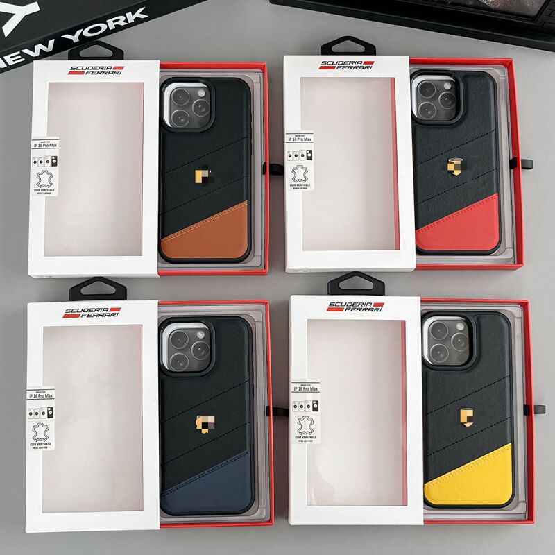 Suitable for Apple iPhone 16 Pro, Ferrari Collaboration Color-Blocking iPhone Case with a High-End Feel Suitable for Apple iPhone 16 Pro, Ferrari Collaboration Color-Blocking iPhone Case with a High-End Feel
