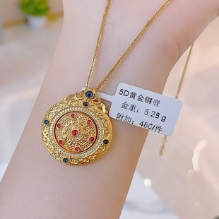 Water Shell Gold New Necklace 5D Cyanide-Free Fine Gold National Trend Series Men's and Women's Pendant Pure Gold 999 Fidelity