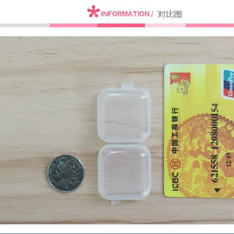 Small Plastic Storage Box, Transparent Square Accessory Case, 3.5 × 3.5 cm, Earrings & Earplug Organizer