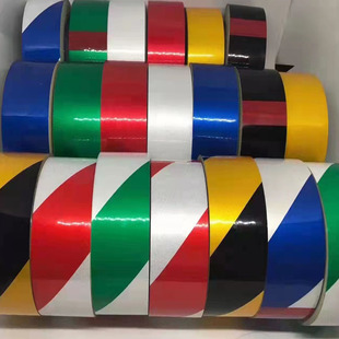 Direct selling black and yellow reflective warning adhesive red and white pet reflective film yellow safety reflective logo tape large quantity and excellent price