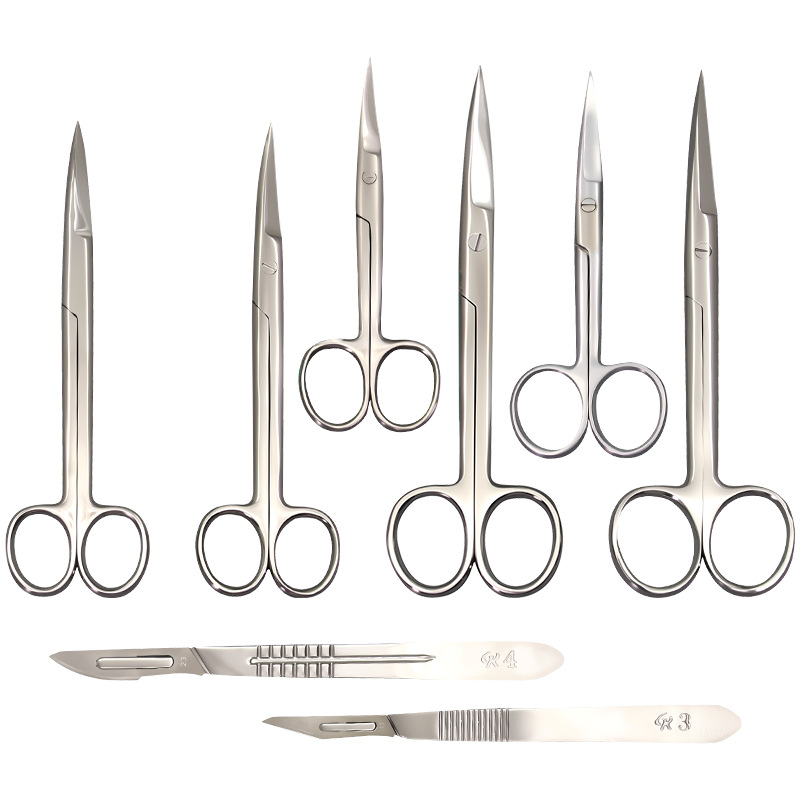 Cirugía de tijeras de acero inoxidable 14CM codo 16CM gaza de ojos de punta recta doble párpado de belleza cejas y nariz tijeras