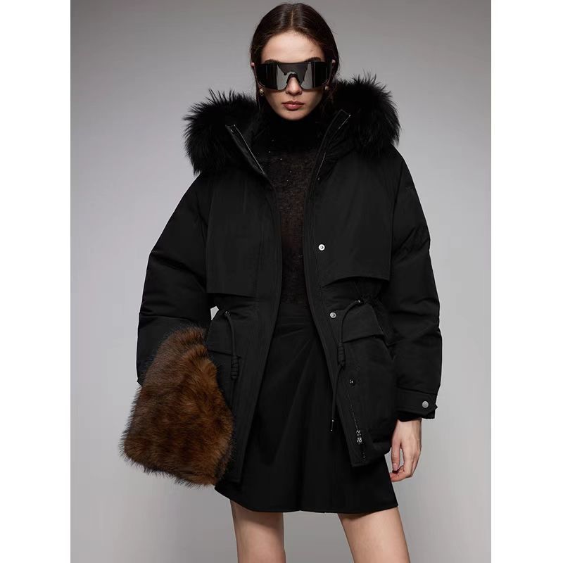 Lang Series Holdobagi Goose down Jacket Hooded Slim Fashion Parka Top Women's 2025 Winter New Style