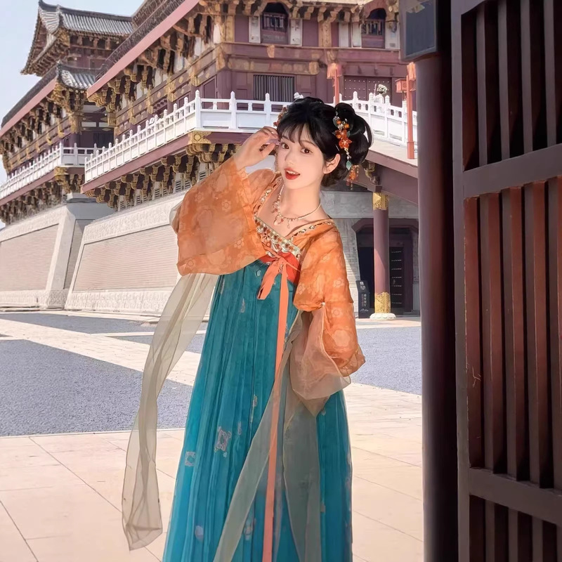 New Han Dynasty Hanfu Luoshui Yunchang Embroidery Authentic Original Qi Xiong Skirt Women's Outfit Set Chinese Style Spring/Summer Tang Dynasty Style New Han Dynasty Hanfu Luoshui Yunchang Embroidery Authentic Original Qi Xiong Skirt Women's Outfit Set Chinese Style Spring/Summer Tang Dynasty Style