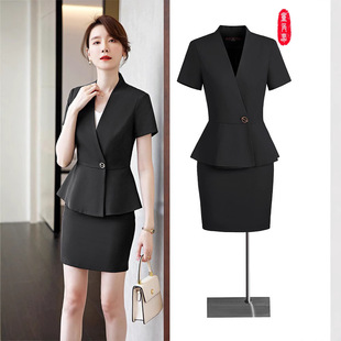 High-end Suit suit Women's Summer New Style Workwear Temperament Professional Fortress Dress Jewelry Hotel Front Desk Work Clothes