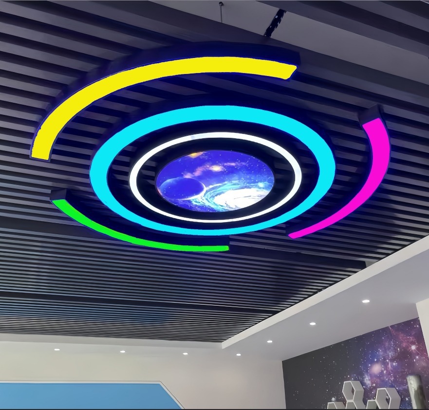 Lámpara de anillo circular industrial ventilada lámpara de anillo de oficina sala de reuniones gimnasio tienda centro comercial lámpara de círculo