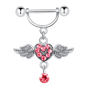 New Product Nipple Ring Angel Peach Heart Wings Sexy Nipple Nail Female 316 Stainless Steel Rod Cross-Border E-Commerce Wholesale and Retail