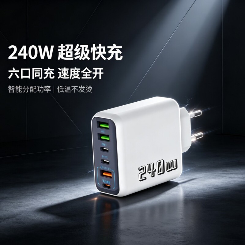 Factory Direct Sales 240W Charger Multi-Port Travel Small Appliance Fast Charging Suitable for Apple and Huawei Multi-Port Charger
