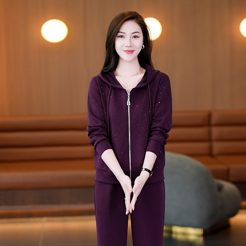 春秋季女款运动服套装2025新款长袖POLO领休闲跑步健身服弹力舒适|undefined