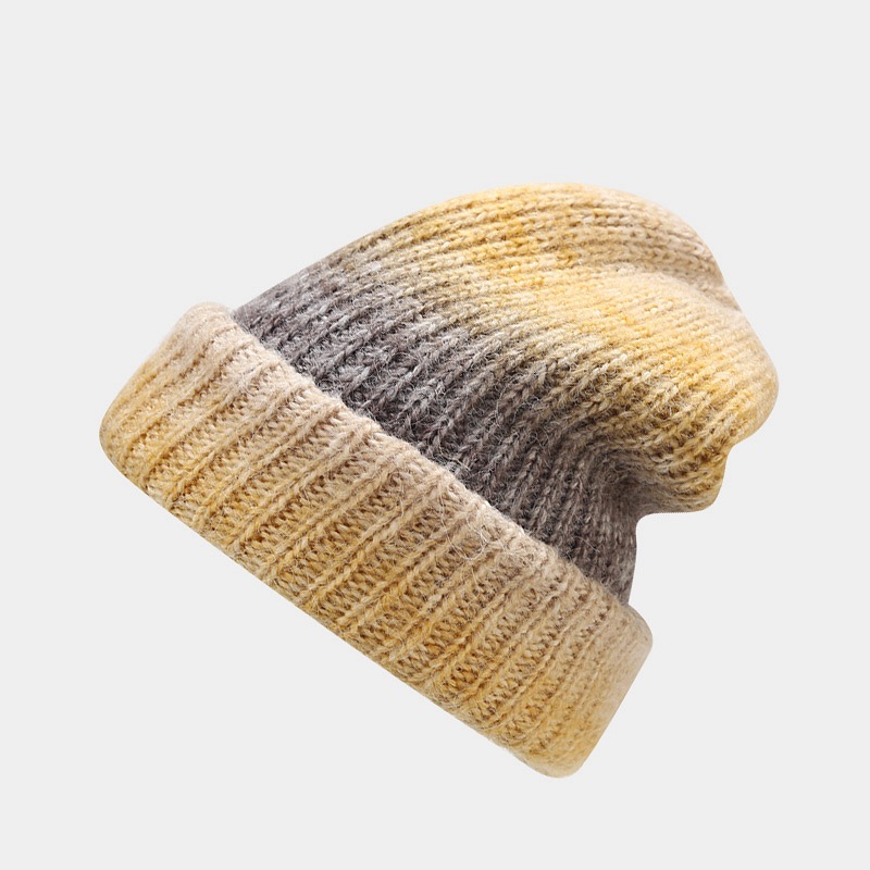 New autumn winter knitted trend gradient color tie dye warm woolen hat for children, soft and skin friendly pile cap_voghion.com