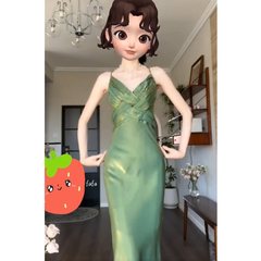フランス風のデザイン感のあるワンピース女性の夏の新型グラデーション色のスリムスカートの名媛気質ストラップのロングスカート