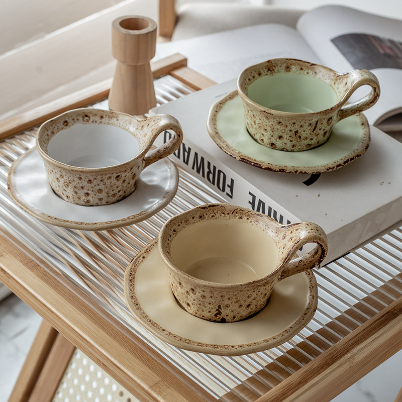 Maillard Coffee Cup Hogar Retro Horno Cambiar taza y plato Café personalizado Diseño británico Taza comercial Francés