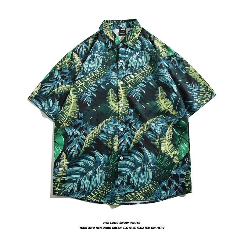 Hawaiian Beach Floral Shirts For Men Short Sleeved Summer Sanya Seaside Vacation Loose Style Retro Design_viptrois.com