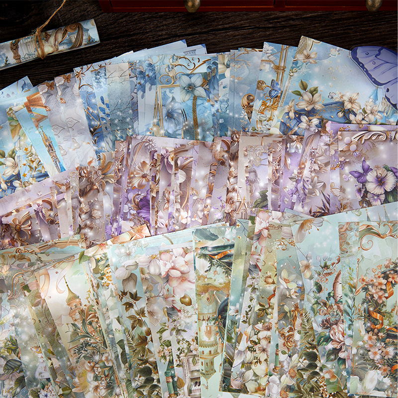 Recoger el paquete de papel de material retro Alicia en el país de las maravillas Serie Ilustración exquisita Libro de mano Decoración Papel de material