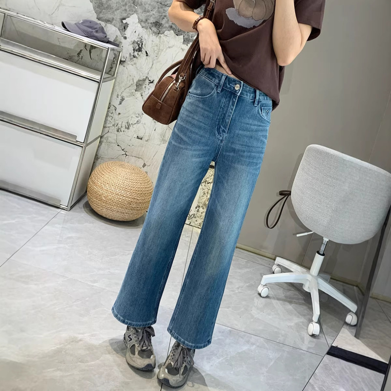 Straight-Leg Model! Slimming Four-Way Stretch Straight-Leg Jeans for Women, Spring High-Waisted Cropped Petite Narrow Wide-Leg Pants