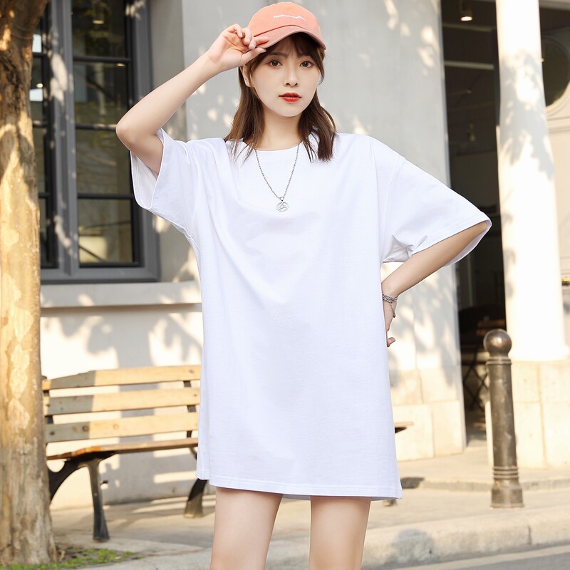 Guangzhou warehouse 220g long cotton women's T-shirt women's extended size dress sleeve shoulder fashion brand light plate Guangzhou warehouse 220g long cotton women's T-shirt women's extended size dress sleeve shoulder fashion brand light plate