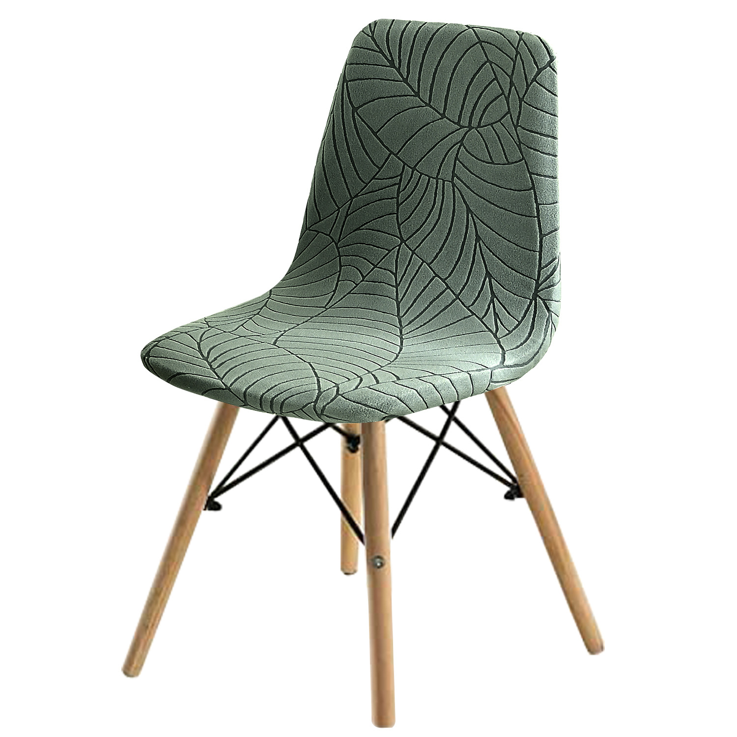 Amazon transfronterizo hoja jacquard Eames silla elástica cubierta nórdica moderna minimalista mesa de comedor silla cubierta