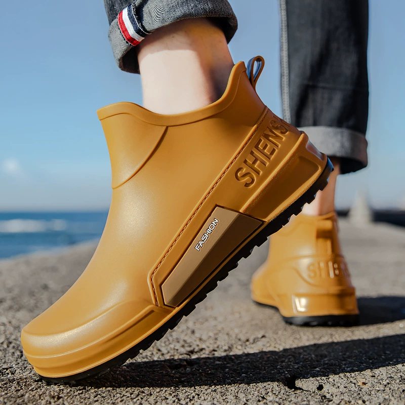 Дождевая обувь мужская осень 2024 новый дождливый день путешествия короткая дождевая сапоги кухня водонепроницаемая маслостойкая рыболовная резиновая обувь водная обувь