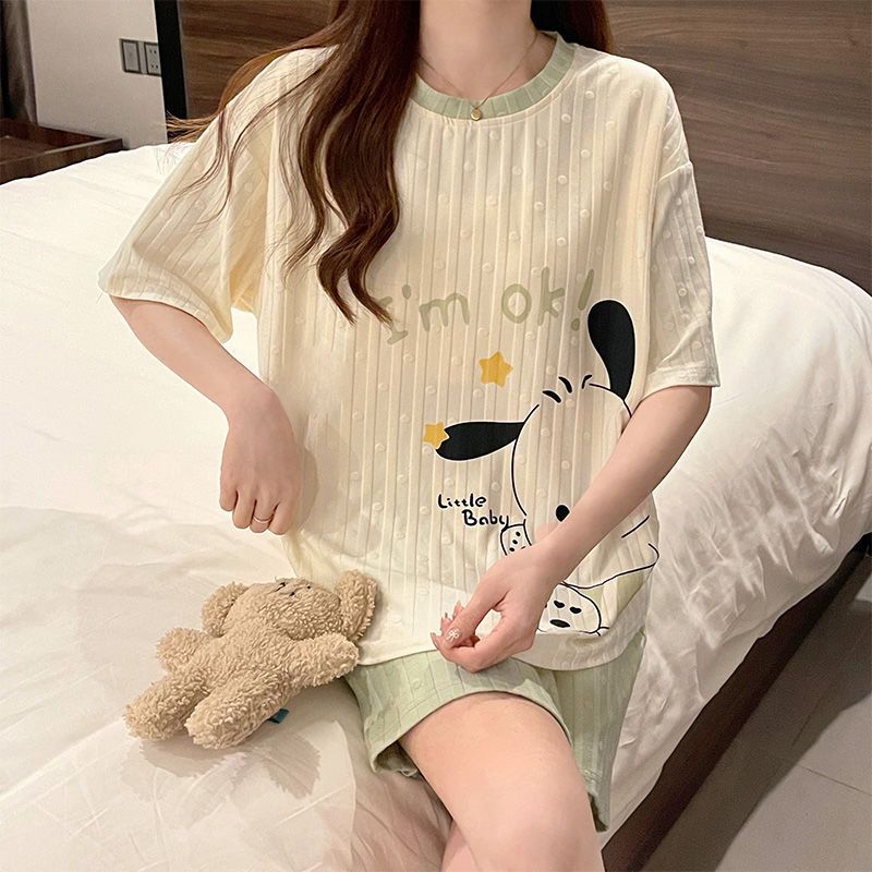 Transfronterizo mayorista con cojín de pecho pijama de verano de dibujos animados dulce estudiante manga corta suit suelto se puede usar ropa de hogar