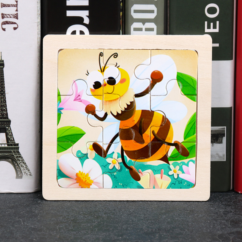 Puzzle pequeño plano de madera de 9 piezas Animal Ocean Traffic Kindergarten Educación temprana Juguetes educativos Puzzle simple de entrada