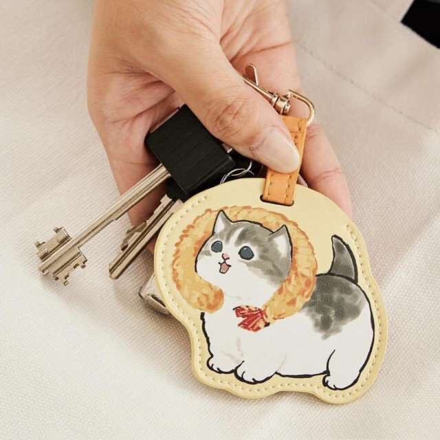 Cartoon Shark Cat Fried Shrimp Cat Leather Waterproof Access Sensor IC Card Set Cute Cartoon Creative Keychain Pendant