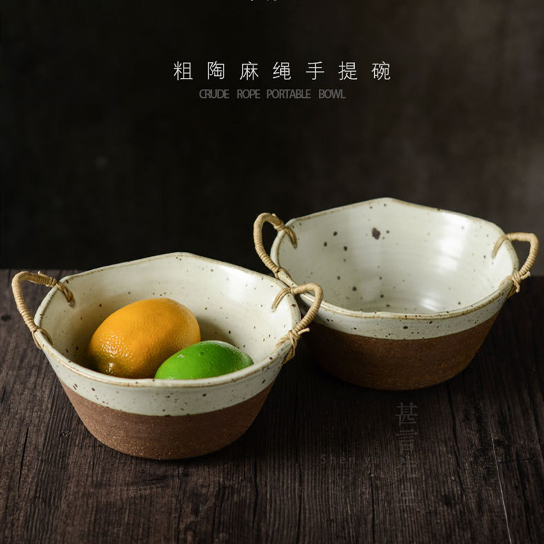 Handmade Stoneware Tableware, Retro Bowls, Pots and Plates, Household Fruit and Vegetable Plates, Simple and Creative Ceramics, Japanese-Style Retro Tableware