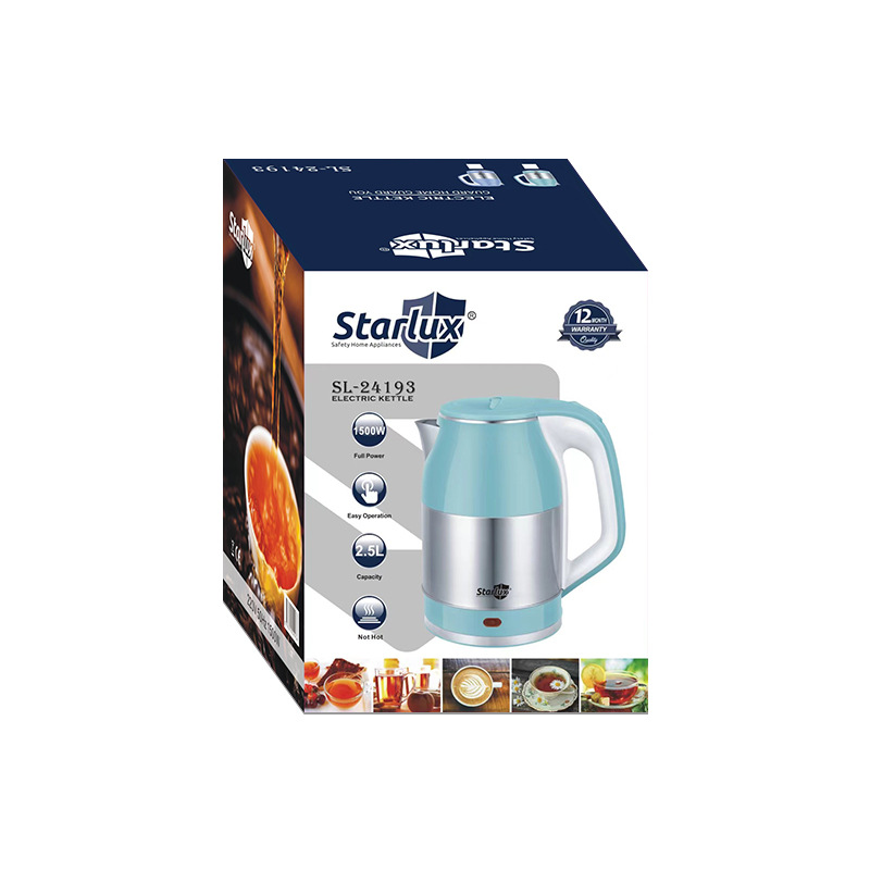 Bouilloire électrique Starlux Cross-border en acier inoxydable 304, grande capacité de 2,5 L, double paroi, idéale pour la maison et le bureau_voghion.com