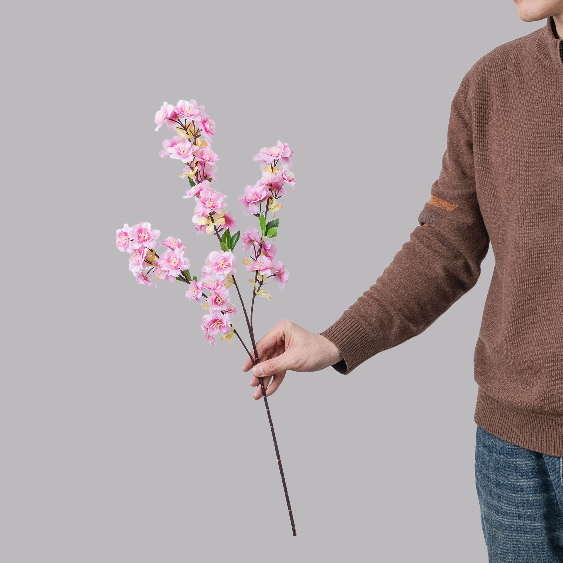 Flor de cerezo 3 horquilla flor de cerezo fábrica de flores de simulación decoración del hogar boda flores de mano rosa pared de flores falsas transfronterizas INS