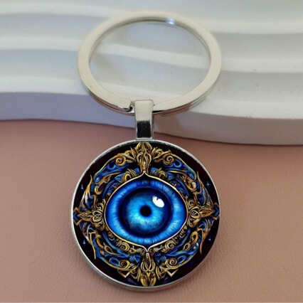 New cross-border product: Evil Eye Time Gemstone Keychain Pendant, Metal Key Ring, Car and Bag Decoration New cross-border product: Evil Eye Time Gemstone Keychain Pendant, Metal Key Ring, Car and Bag Decoration